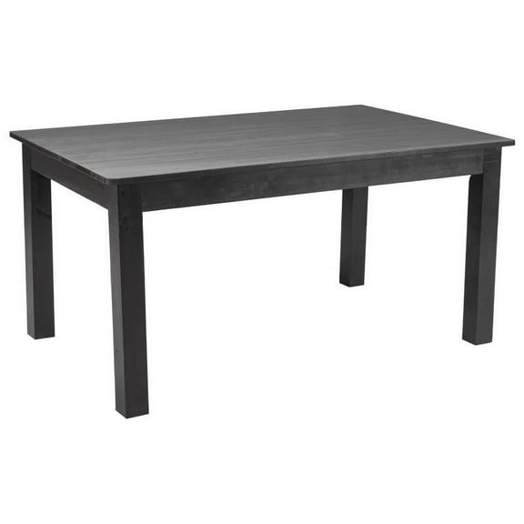 60" x 38" Rectangular Solid Pine Farm Dining Table in Black Wash Finish