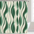 thumbnail image 2 of Green Shower Curtain, Modern Abstract Navy Green and White Striped Shower Curtain Set for Bathroom,Cute Waterproof Polyester Shower Curtain with Hooks, 72X72IN, 2 of 8