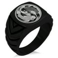 thumbnail image 1 of Stainless Steel Koi Fish Yin Yang Chevron Pattern Biker Style Polished Ring, 1 of 1