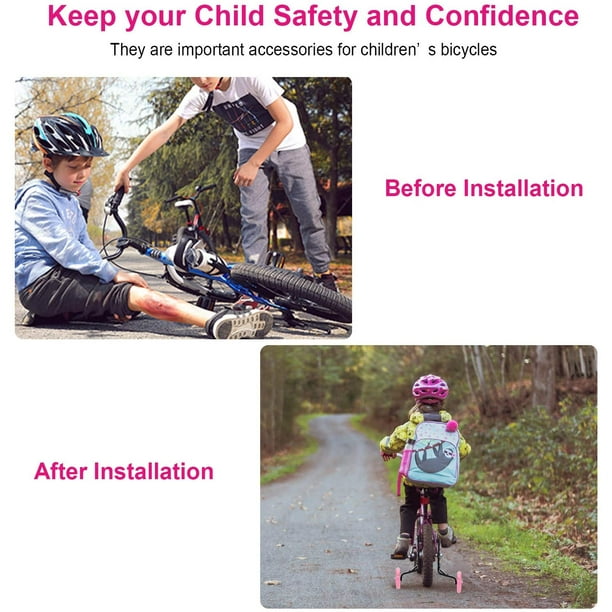 Kit De Roulettes Stabilisatrices Universelles Pour Vélo Enfant – 12-20 Pouces, Avec Sonnette Et éclairage, Métal Renforcé