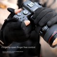 thumbnail image 5 of Guantes de invierno para hombre y mujer, de gamuza, forrados con vellón, cálidos, para ciclismo, otoño e invierno, bonitos guantes de cuero con pantalla táctil, impermeables, con dedos abiertos, 5 of 5