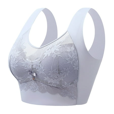 

Sports Bras for Women Plus Size Wire-Free Push-Up Bralettes Lace Light Blue Xxl