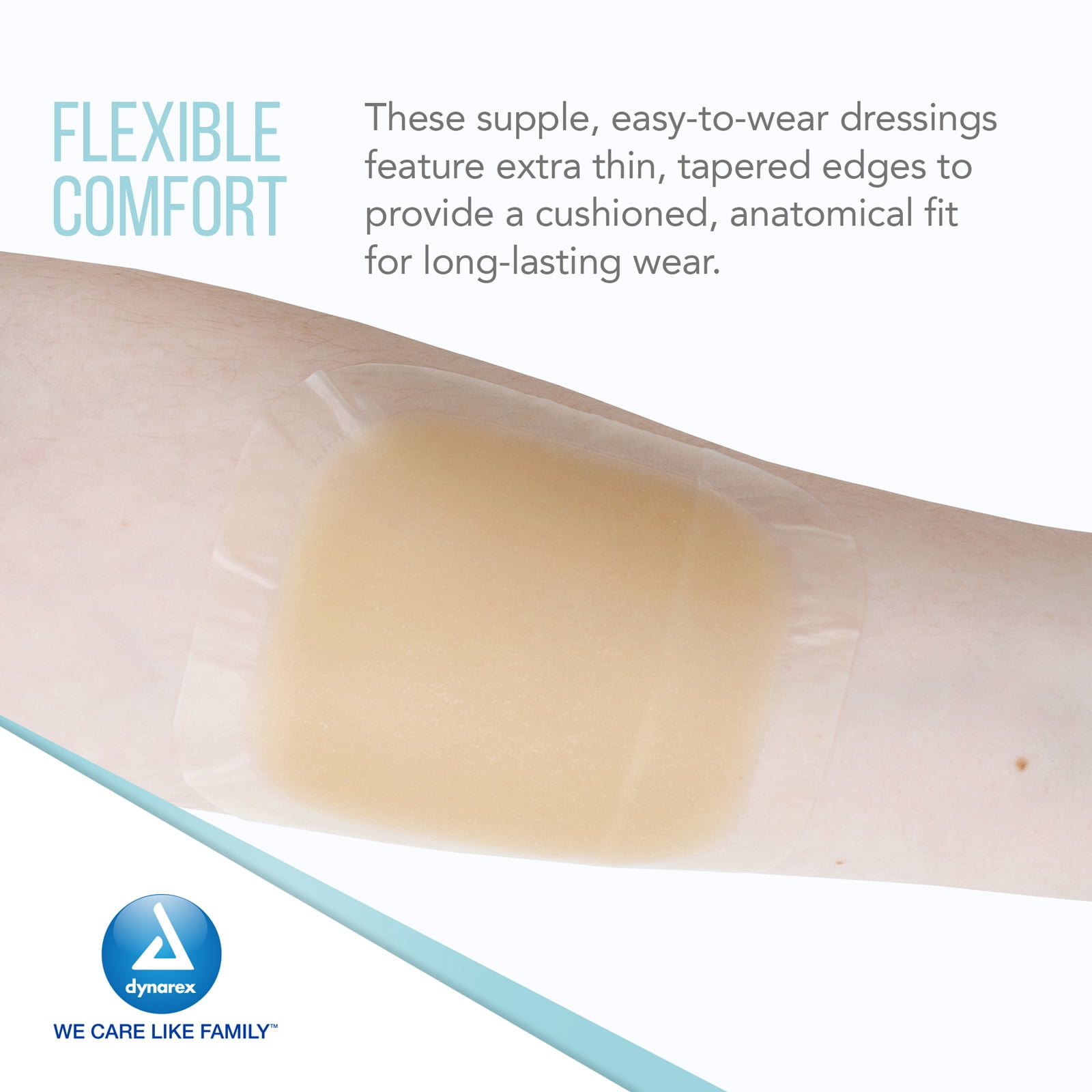 Dynarex DynaDerm Hydrocolloid Dressings, Sterile Moist Bandages Used for All Kinds of Wounds, 4" x 4", Thin & Latex-Free, Peel-Down Patches - 1 Case, 12 Boxes of 10 Dressings