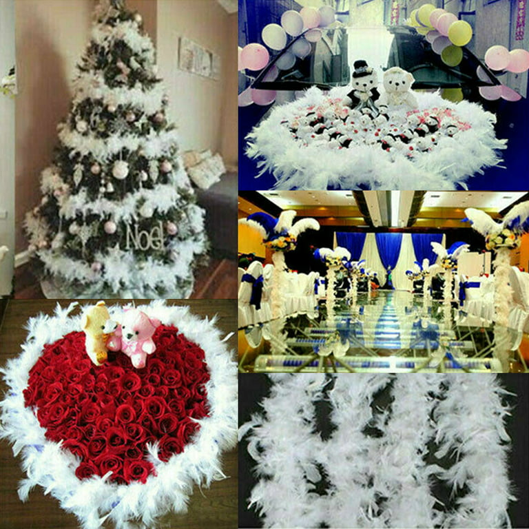 2m Christmas Tree Feather Decoration Turkey Feather Boa Decor Strip Xmas  Ribbon Party Garland Decor , Wedding Natural Feathers