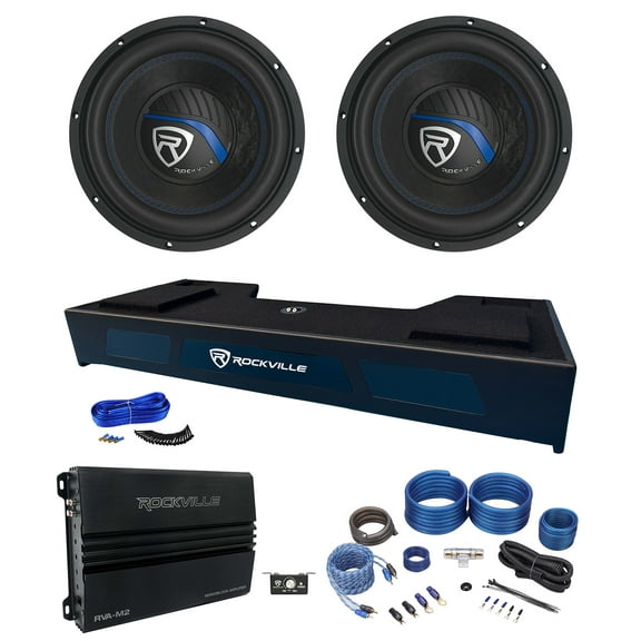 (2) Rockville 10" Subwoofers Sub Box Enclosure Amp For 2019  Dodge Ram Crew Cab