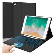 HPZZ Keyboard Case Compatible with iPad Pro 12.9 Inch 2017/2015 (1st & 2nd Generation), 7 Color Backlit, Detachable Wireless with Pencil Holder Stand Folio Keyboard Cover