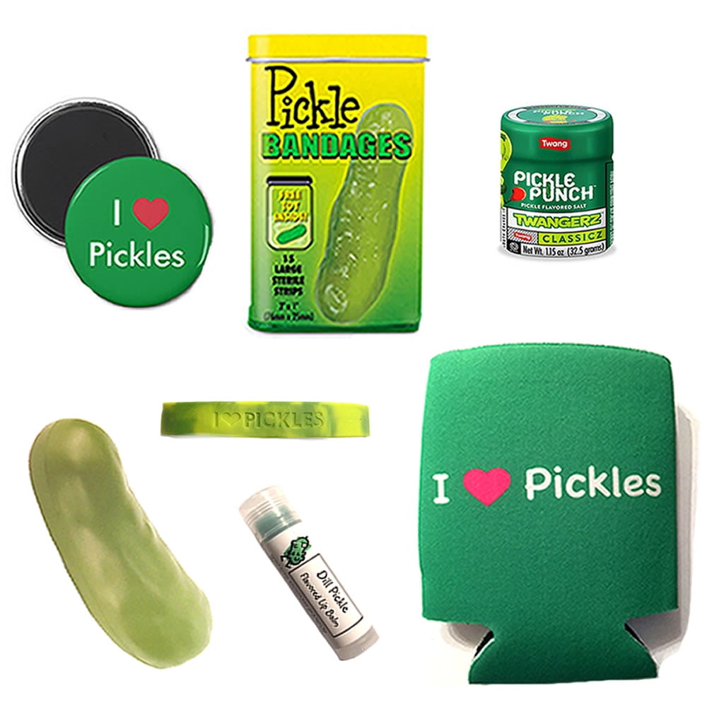 Extreme Pickle Lovers Gift Pack (8pc Set) – Pickle Bandages, Lip Balm,  Soap, Stress Pickle, Can Cooler Insulator, Air…
