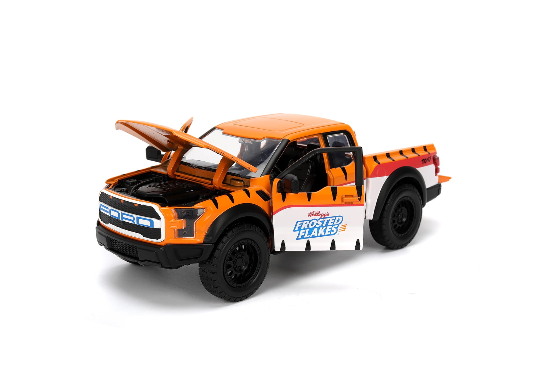 2017 Ford F-150 Raptor Pickup w/Tony the Tiger Figure, Orange/White - Jada Toys 35470 - 1/24 Scale Diecast Model Car
