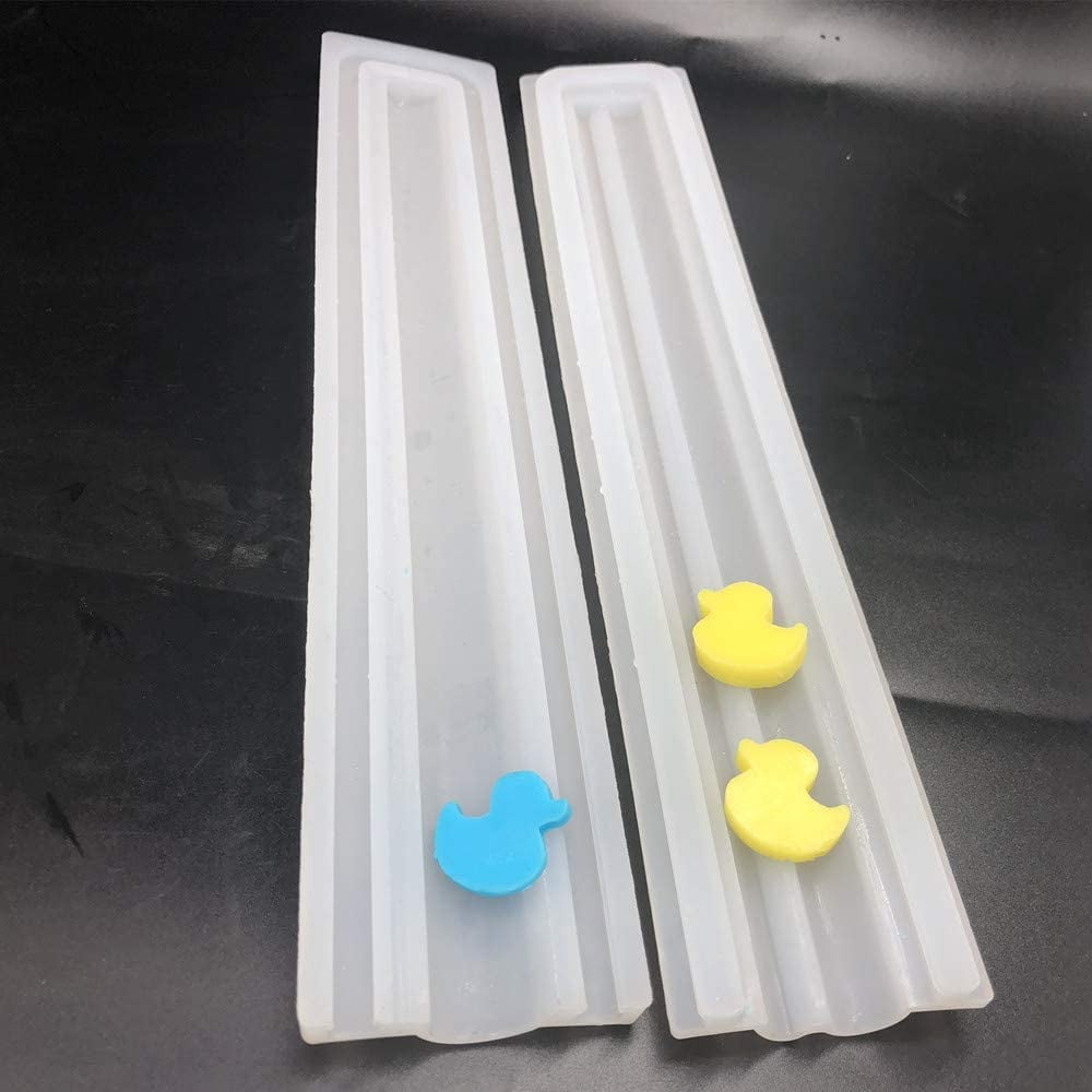 ABPETE Little Rubber Duck Shaped Long Tube Silicone Mold Duckling Column Chocolate Candy Mold Handmade Candle Mold Embed Soap Making Supplies