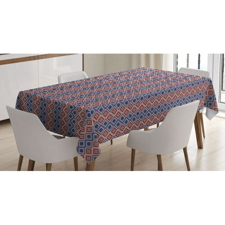 

Ethnic Tablecloth Diagonal Checkered Pattern with Simple Blossoms Geometric Design with Dots Rectangle Satin Table Cover Accent for Dining Room and Kitchen 60 X 90 Multicolor by Ambesonne