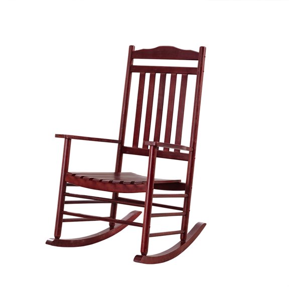 BplusZ Wood High Back Rocking Chair, Red