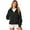 Black, variant on Weardear Womens Half Zip Sweatshirt Cropped Hoodie Fleece Jacket Quarter Zip Pullover