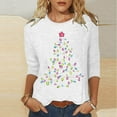 thumbnail image 2 of JURANMO Prime Day Deals Christmas Shirts for Women Fashion 3/4 Sleeve Tunic Tops Funny Xmas Tree Printed Tees Shirt Cotton Casual Crewneck Blouse White XXL, 2 of 5