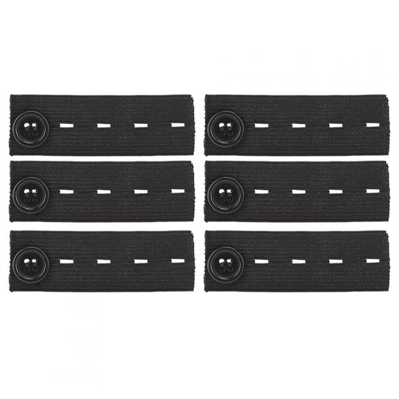 Suodoka Belt Extension Buckle Adjustable Maternity Waistband Extender Button Elastic Pants Lengthener, Black, 3.3 inches / 8.3 cm, 6 Pack