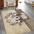 thumbnail image 2 of 3'x5' Rug for Living Room Bedroom, Farmhouse Flowers Washable Area Rugs Non-Slip Carpet Mats, Retro Floral Leaves Country Wood Board Indoor Low Pile Area Rug Runner for Kitchen, Mudroom, 2 of 8