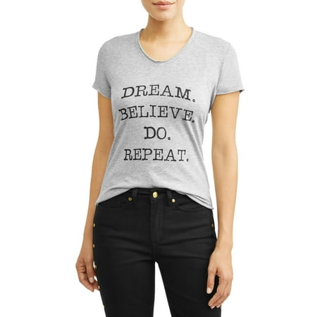 Sofia Jeans By Sofia Vergara Dream Believe Do Short Sleeve V-Neck Graphic T-Shirt