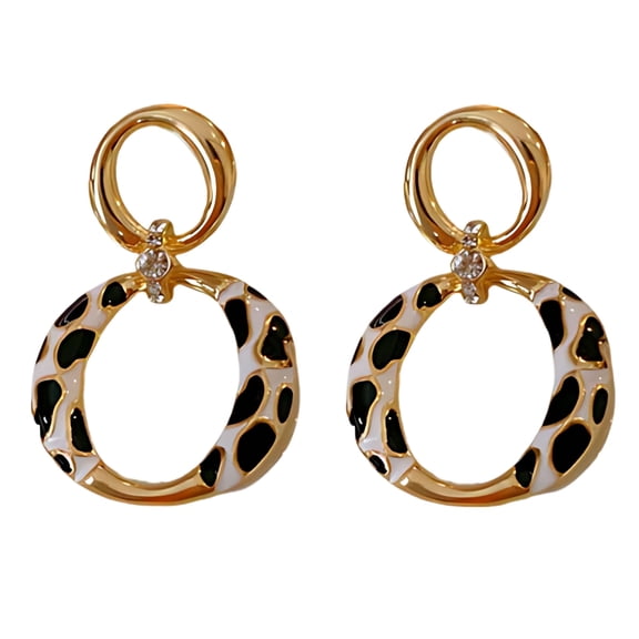Leopard Circle Drop Earrings for Women Gold Stainless Steel Chunky Hoop Studs Ginger Lyne
