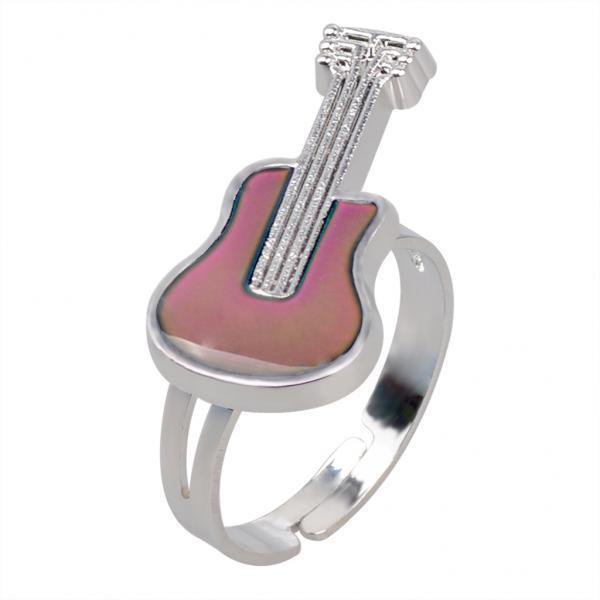 Anillo que para unisex,Anillo de temperatura de sensación de emoción,Cambiar Color Emoción Sentimiento Joyas,Anillo en forma de guitarra,Joyería de color que cambia el Salvador Dali Anillo que cambia de color para unisex