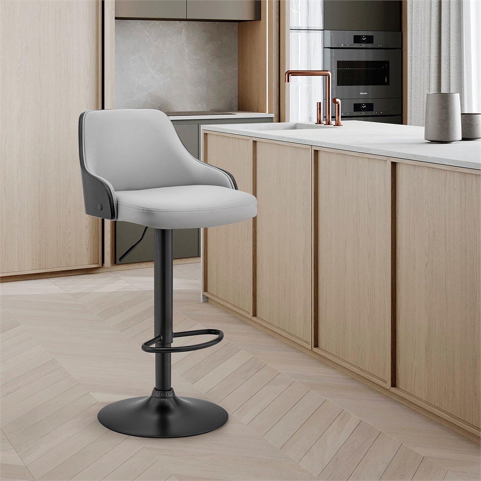 Cohen 26" Counter Height Swivel Bar Stool in Black Finish and Black Faux Leather