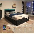 thumbnail image 2 of Bed Frames Queen Size Bed Frame with 8 Storage Drawers, LED Headboard with Charging Station, Metal Platform Bed Frame, No Box Spring Needed, Noise-Free, Stable and Solid, BLACK,Adjustable Bed Base, 2 of 9