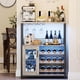 thumbnail image 4 of 3 - tier wine bar gabinete con led, detachable wine rack, almacenamiento space, glass holder, y mesh door, gris, para kitchen, sala de estar, y bar, 4 of 8