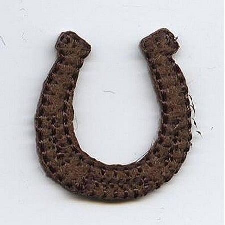 - Small - Brown Western Horseshoe - Iron on Embroidered Applique Patch