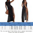 thumbnail image 3 of Vestido De Punto Vestido maxi de ganchillo para mujer Traje de playa con abertura lateral y cuello redondo sin espalda (Negro S) Cgtredaw Para estrenar, 3 of 7