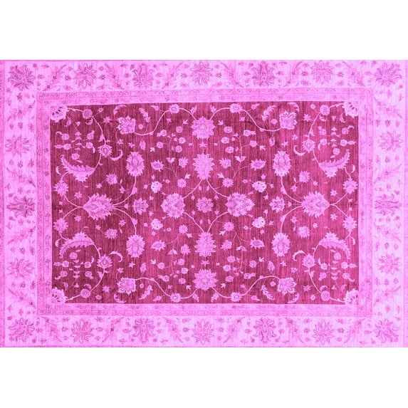 Ahgly Company Machine Washable Indoor Rectangle Oriental Purple Modern Area Rugs, 5' x 8'