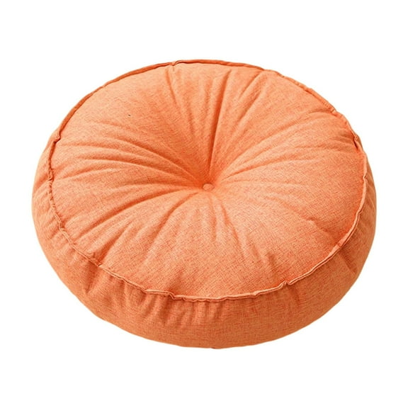 Japanese-Style Floor Cushion with Thick Sponge Filling, Natural Linen Square Pouf for Tatami, Balcony, Window Seat, Meditation, and Floor Sitting, 17.72 x 17.72 Inch