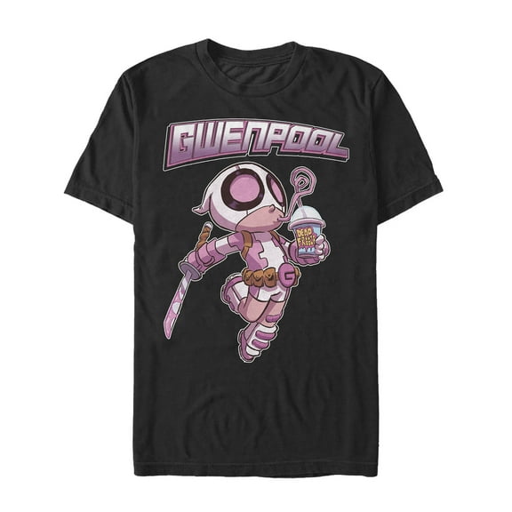 Men's Marvel Cute Chibi Gwenpool Graphic Tee Black Small