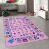 "Allstar Pink Kids / Baby Room Area Rug. Learn ABC / Alphabet Letters Numbers with a Train Bright Colorful Vibrant Colors (3 3"" x 4 10"")"