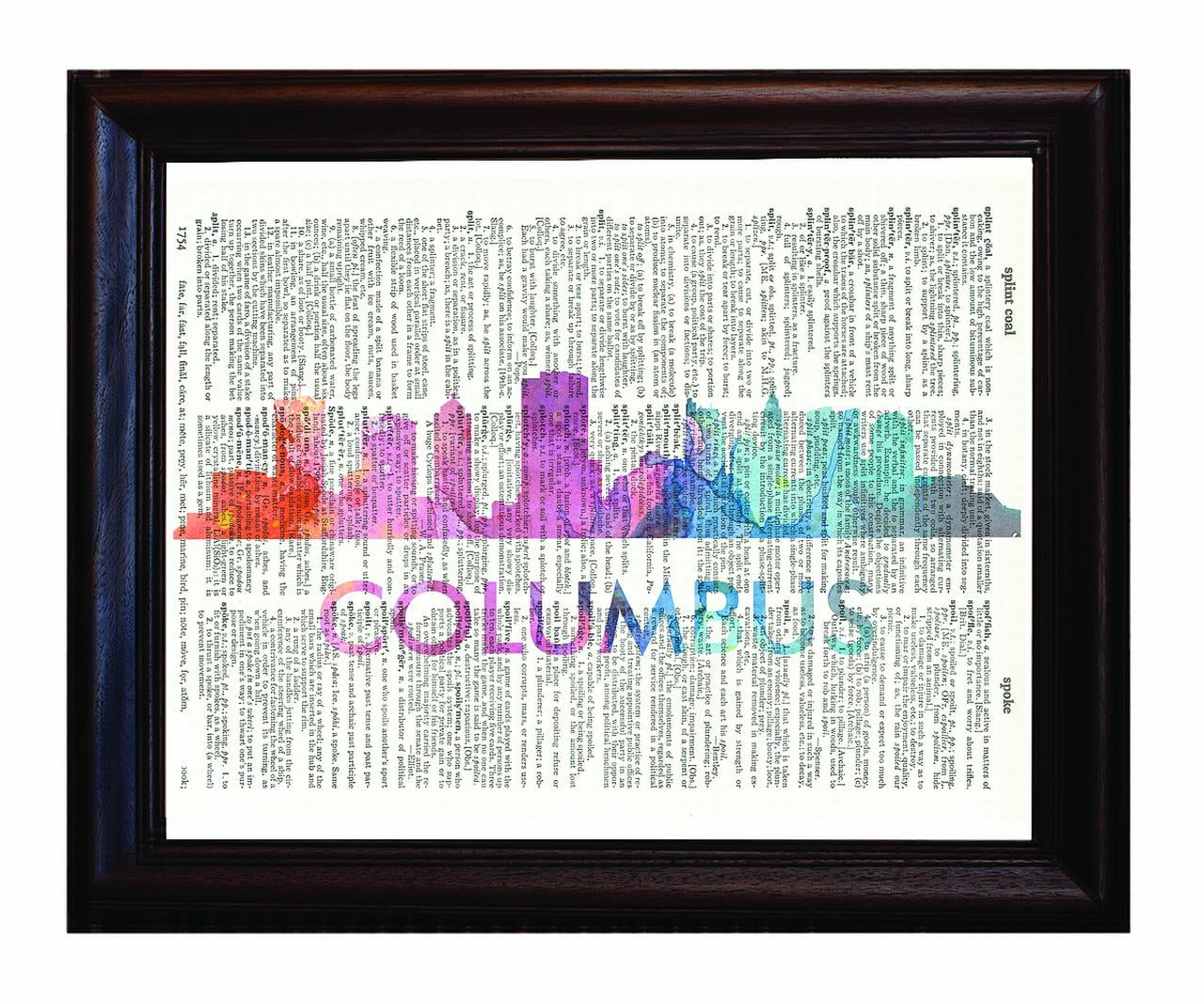 Columbus Love Your City Watercolor Skyline Dictionary Art Print Printed On  Authentic Vintage Dictionary Book Page-8x10.5 - Walmart.com