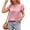 Pink, variant on XBASW Satin Shirts for Womens Short Sleeve Blouse Womens Casual Summer V Neck Silk Tops S-XXL