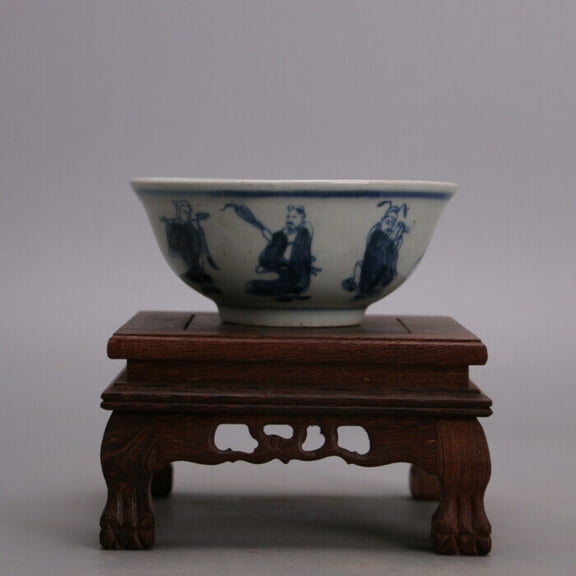 Bright blue and white handmade eight immortal bowls Jingdezhen Porcelain -