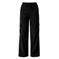 thumbnail image 6 of Corduroy Wide Leg Cargo Sweatpants for Women Elastic Waist Sweatpants Casual Solid Color Pockets Long Pants Workout Lounge Trousers with Pockets, 6 of 7