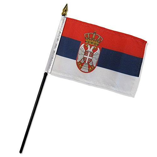 Quality Standard Flags One Dozen Serbia Stick Flag, 4 by 6"