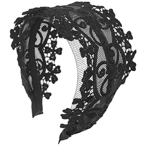 Diadema ancha de encaje para mujer, tocado de encaje, diadema de fiesta, tocado