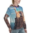 thumbnail image 2 of KLL Elephant And A Giraffe Sitting On A Rock Admiring The Ocean for Womens Pullover Hoodie with Pocket Hooded Long Sleeve Shirts Sweatshirt for Women-XX-Large, 2 of 7