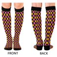 thumbnail image 2 of Haosy Compression Socks for Men Women Knee High Running Socks for Nurse Hiking Recovery Travel Athletic 2 Pairs Pink and Orange Checkered, 2 of 9