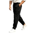 thumbnail image 5 of Atkumj Athletic Pants for Men with Pockets Fashion Crinkle Texture Drawstring Casual Pants Elastic Waistband Solid Color Straight Fit Trousers for Men L, 5 of 6