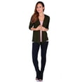 thumbnail image 4 of Simply Ravishing Women's Basic 3/4 Sleeve Hip Length Open Drape Cardigan, Small, Olive, 4 of 4