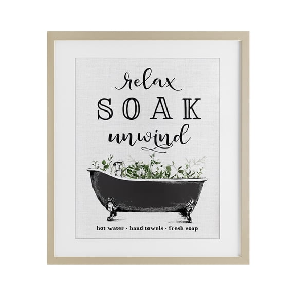 Stupell Industries Shabby Chic Vintage Bathing Reminders Birch Framed Print Under Glass, 13 x 16, by Lettered and Lined