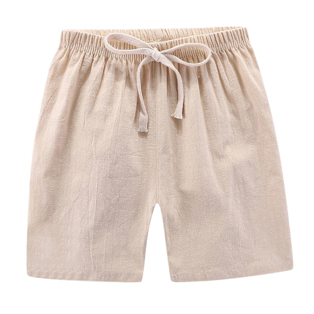 XASZHN Boys Loose Denim Shorts Ripped Soft Elastic Band Jean Middle Pants with Pocket Beige 4-5 Years