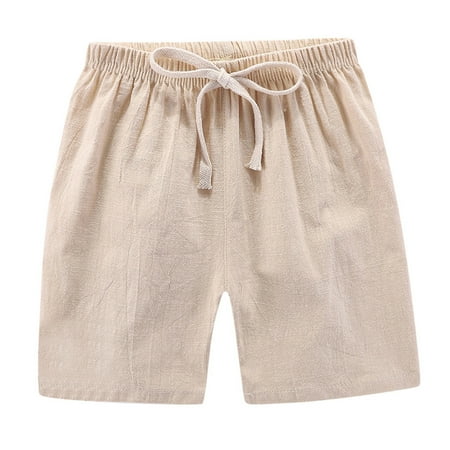 

LBECLEY Boys Shorts 7 Boy Pants Casual Waist Children Clothes Kids Summer Elastic Girl Shorts Linen Boys Pants 24M Winter Clothes Boy Beige 130