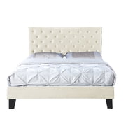 AC Pacific Modern Chic Polyester Beige Tufted Full Platform Bed