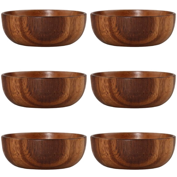 6 Pcs Small Japanese Wooden Bowls Set, Acacia Wood Bowls for Home Use, Mixing Bowls, Fruit Plates, Charcuterie Board Bowls