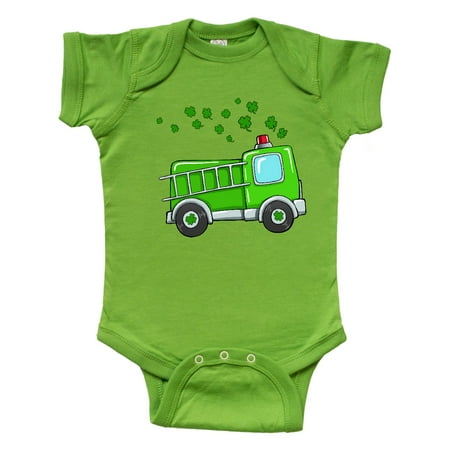 

Inktastic St. Patrick s Day Green Fire Truck with Clovers Gift Baby Boy or Baby Girl Bodysuit
