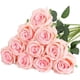 thumbnail image 1 of XmhyTop Rosas artificiales realistas con tallos para decoración de ramos de novia, 10 unidades (rosa), 1 of 2