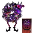thumbnail image 2 of DJN Clearance Wreath 29.5 Inch Halloween Wreath 2024 New LED Purple Lighted Front Door Witch Wreaths Halloween Hanging Decor Wreath Sign Halloween Decorations For Door Porch Window Home, 2 of 9