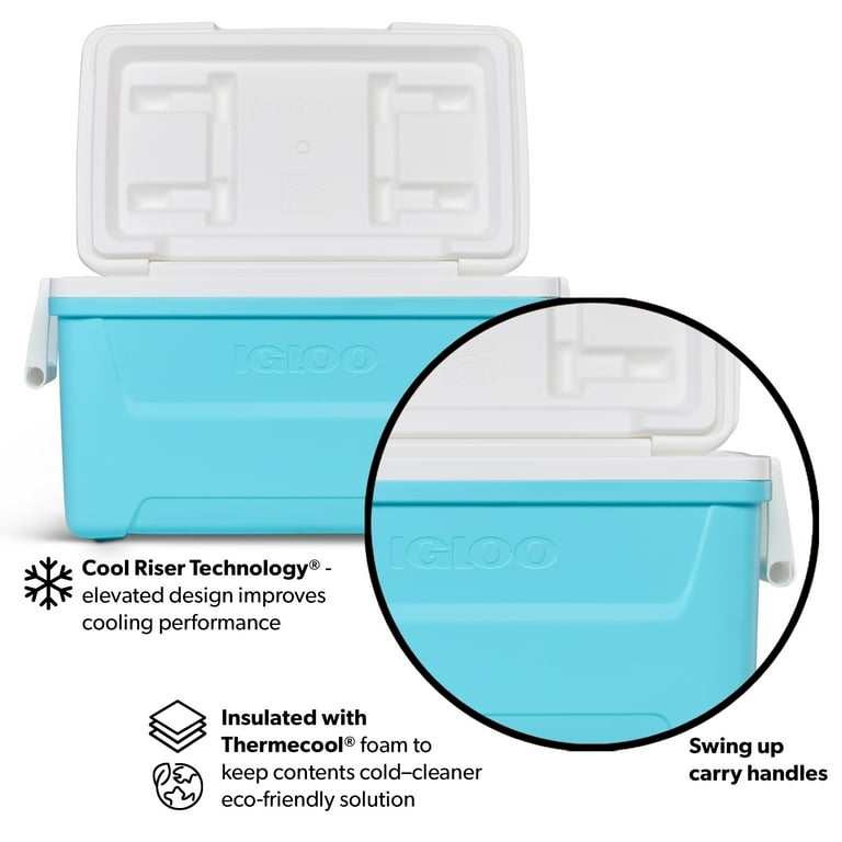 Igloo 48QT Laguna Ice Chest Cooler with Handle, Hard-sided, Aqua